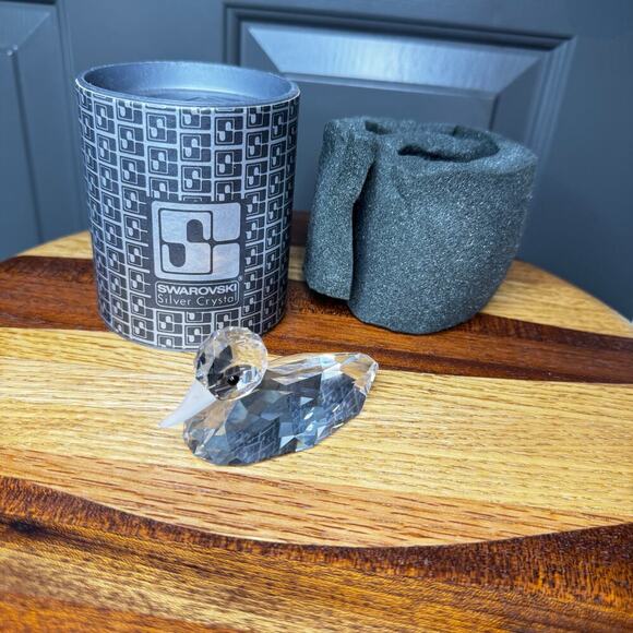 Swarovski Silver Crystal Duck 7653 NR 75 Box Figurine Mini Silver Beak Vintage - Picture 1 of 9